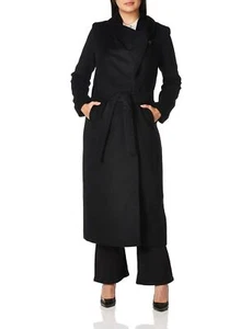 Cole Haan 292602 Women's Slick Wool wrap Coat, Black, Size 4 - Picture 1 of 3