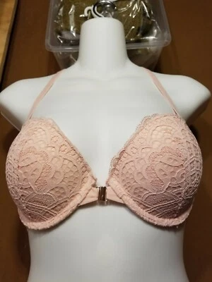 Auden The Radiant Plunge Coverage Push-Up Bra Casual Pink Lace 32AA NWT - Image 1 of 2