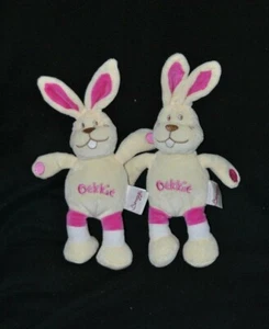 Lot 2 Peluche BENGY Oekkie doudou lapin blanc écru crème mauve 19 / 26 cm TTBE - Picture 1 of 2