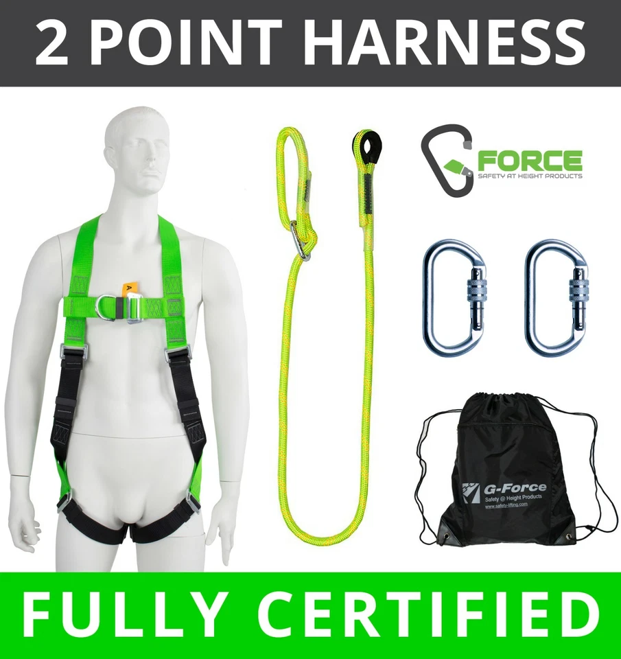 G Force 2 Point Height Safety  Fall Restraint Protection Harness Lanyard Kit - Image 1 of 4