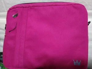 Casecrown Tablet Heavy Padded Zipper Case Fushia Pink 9"x12" Exterior Pocket  - Picture 1 of 5