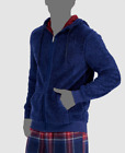 $70 Club Room Men's Blue Red Fleece Full Zip Reversible PJ Hoodie Sweater Size L