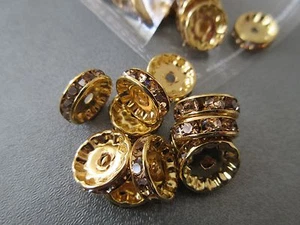 Cuentas espaciadoras de 12 mm en tono dorado con estrás dorado 20 piezas - Imagen 1 de 1