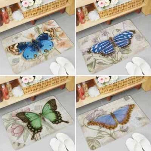 Butterfly Printed Floor Door Mat for Home Room Decoration Kitchen Rugs Flower  - Picture 1 of 40