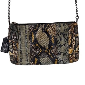 Coach Crosby Crossbody Chain Strap Snakeskin Embossed Leather Python Exotic - Picture 1 of 14