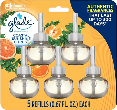SC JOHNSON Glade Plugins Refills Air Freshener, Scented and Essential Oils, Coastal Sunshin