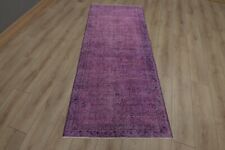 Anatolian Handmade Hallway Runner Turkish Rug Ombre Overdyed Purple Carpet 3x6ft