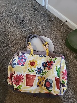Jumbo Sun N Sand Large Tote Duffel Bag Garden Themed Flower Pots Beach Canvas - Image 1 of 4