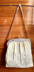 Vintage Harry Levine Metallic Gold With Floral Design & Gold Clam Shell Clasp - Picture 1 of 11