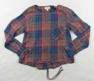 Cloth & Stone kariertes Langarm-Top zum Schnüren Gr. XS Damen orange weich Flanell - Bild 1 von 6
