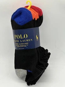 6 PAIRS MENS POLO RALPH LAUREN CLASSIC SPORT NO SHOW SOCKS BLACK  SHOES  6-12.5 - Picture 1 of 4