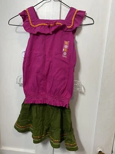 NWT Gymboree Girls Sz5 WILD FOR ZEBRA Magenta Tank Top & Olive Skirt w/ Trim - Picture 1 of 8