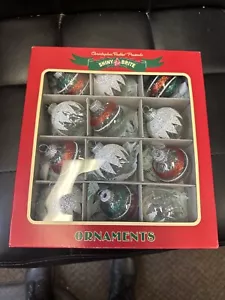 Set of 12 Christopher Radko 1940's Design Shiny Brite Glass Ornaments Tinsel - Picture 1 of 5