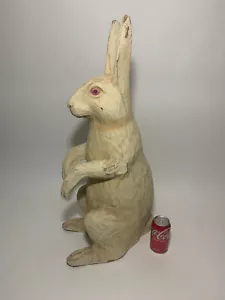 HUGE 29 Inch Store Display Paper Mache Easter Bunny - Vintage Pulp Paper Rabbit - Picture 1 of 22