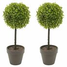 Set of 2x Potted Buxus Box Ball Plant Decorative Indoor Outdoor Garden Pot Stone