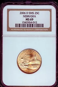 2006 -D SMS NEBRASKA State Territorial Quarter MS69 by NGC - Picture 1 of 3