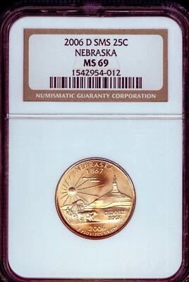 2006 -D SMS NEBRASKA State Territorial Quarter MS69 by NGC - Image 1 of 3