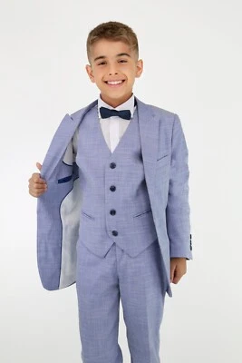 Boys Twill Blue Self-Pattern Suit - Formal Outfit for Special Events 2-16 years - Image 1 of 4