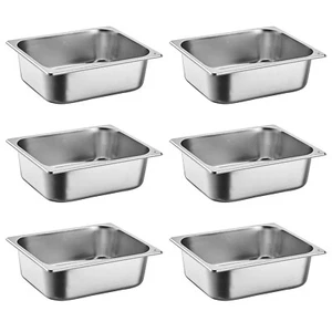 6-Pack Full Size Restaurant Steam Table Pans Commercial Made Of Stainless Steel - Picture 1 of 41