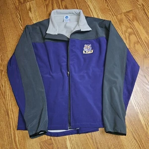 LSU Tigers NCAA Jacket Size Large Fleece Full Zip Soft Shell Purple Black Logo - Picture 1 of 6