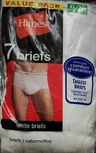 Nuevo en Paquete Hanes 7 Pares Calzoncillos Blancos Sin Etiquetas Para Hombre Talla XL 40-42 Ropa Interior NUEVO - Imagen 1 de 2