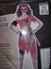 Ladies Witch Doctor Costume Voodoo Black Magic Halloween Fancy Dress Outfit