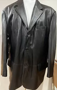 ABRIGO DEPORTIVO BLAZER para hombre J. Ferrar cuero negro lg Chaqueta súper suave en excelente condición - Imagen 1 de 10