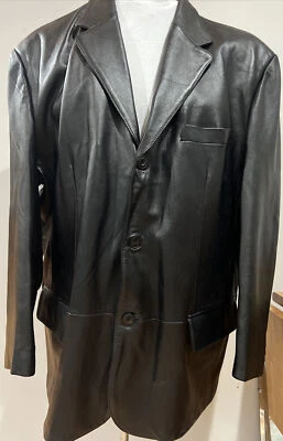 ABRIGO BLAZER DEPORTIVO Hombre J. Ferrar Cuero Negro Lg. CHAQUETA USADA SUPER SUAVE EN EXCELENTE ESTADO Foto 1 de 4