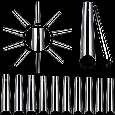 NEW No C Curve Straight 2XL 3XL Long Coffin Square Stiletto Acrylic Nail Tips - Image 1 of 4