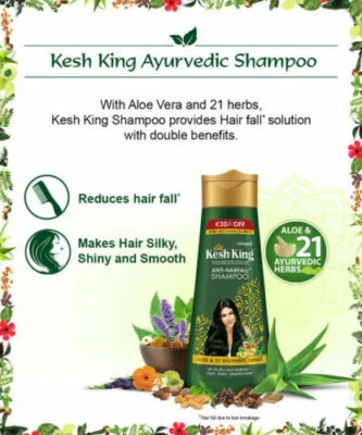 Kesh King Ayurveda Aloe Vera Herbal Shampoo Anti-Hair fall - 50 ML- Free Ship - Image 1 of 4