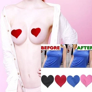 FEMME CACHE TéTONS COEUR SEINS SEXY SEIN MAMELON NIPPLES RED HEART TITS WOMAN - Imagen 1 de 2
