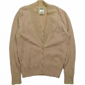 CHANEL 100% Cashmere Knit Cardigan V-neck Light Pink Size 40 Item Women's - Picture 1 of 7