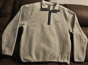 LL Bean Classic Fleece Pullover Unisex Herren Gr. L Damen Gr. XL Grau Neu mit Etikett - Bild 1 von 15