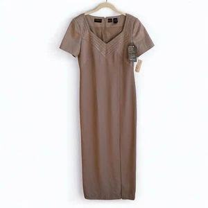 Vintage Liz Claiborne 90s Gray Night Cocktail Evening Slit Long Dress 6 NWT - Picture 1 of 8