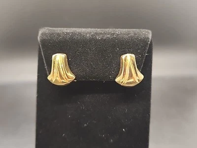 Pendientes Omega italianos enchapados en oro amarillo de 18k con poste trasero Foto 1 de 4