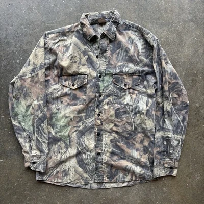 Camisa con botones Ranger años 90 camuflada para hombre manga media larga ropa de calle grunge  Foto 1 de 4