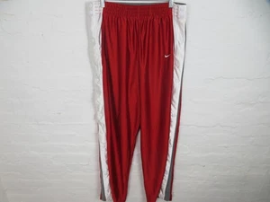 Vtg Nike Pants Mens Medium Shiny Red Tear Away Track Snap Button Sides Breakaway - Picture 1 of 11