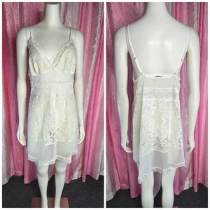 Lina Donatella Feminine Ivory Cream Lace Babydoll Lingerie Nightgown Size XL  - Picture 1 of 14