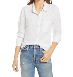 Faherty Damen Hemd weiß Knopfleiste Baumwolle Tasche Gr. M - Bild 1 von 14