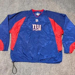 VINTAGE New York Giants Jacket Mens Extra Large Blue Pullover V-Neck On Field - Picture 1 of 12