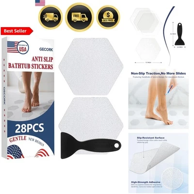 Pegatinas de ducha antideslizantes 28 piezas invisibles antideslizantes bañera piscinas escaleras hexagonales Foto 1 de 4