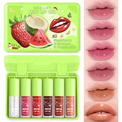 6Pcs Lip Gloss Oil Set, Mini Hydrating Lip Glow Oil Lip Gloss, Lipgloss Lipoil S - Image 1 of 4