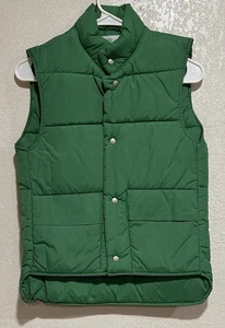 Vintage Rocky Mountain Down 1960’s Green Snap Button Womens XS 15” Puffer Vest - Picture 1 of 11
