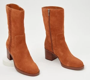 Vince Camuto Water Repellent Suede Mid Shaft Warm Caramel 9/M New - Picture 1 of 2