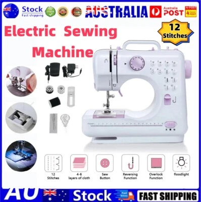 12 Stitches Mini Electric Sewing Machine Portable Overlock 2 Speeds Foot Pedals - image 1 of 4