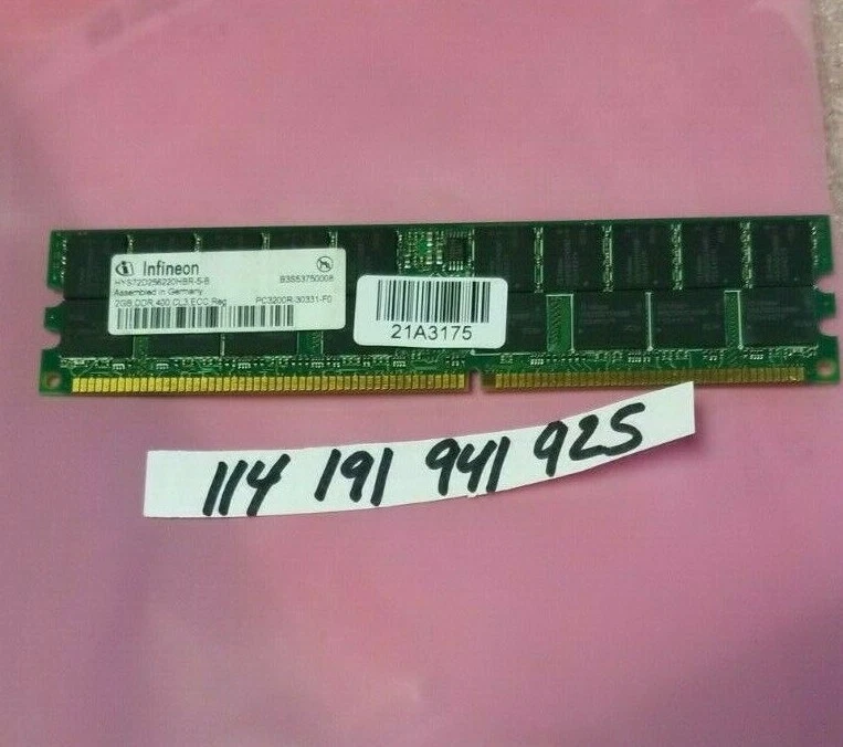 SERVER RAM  2GB DDR1 DDR PC PC3200R DDR-400 400  3200 184PIN ECC-REG RDIMM   - Image 1 of 1