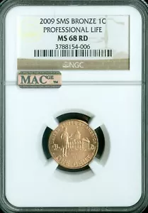 2009 CENT PROFESSIONAL NGC MS68 RED SMS BRONZE 2ND FINEST REGISTRY * - Picture 1 of 7