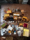 Vtg Huge Dollhouse Furniture Lot Wooden, Ceramic, Glass, And Some Still In Bags