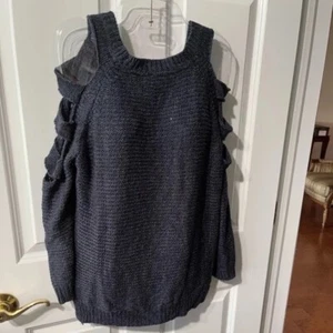 RD style size S/P/P blue and black open sleeve long sleeve acrylic sweater. - Picture 1 of 4