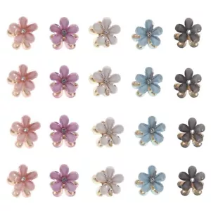 20 Pcs Small Crystal Hair Claw Clips for Women Girl, Mini Pearl Flower Claw C... - Picture 1 of 8